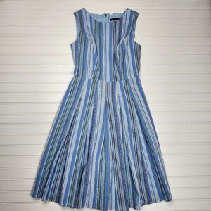 Tommy Hilfiger Womens Crinkle Blue Striped Fit & Flare Dress Size 2‎